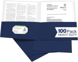 item search image for 100 Packs Royal Blue Two-Pocket Folders with Card Slot, Letter Size for School and Office Supplies