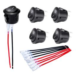 item search image for DaierTek 5PCS ON Off Round Rocker Switches SPST 20mm Mini 12 Volt DC Mini Circle Toggle Switch 12V for Car Automotive RV 2 Pin