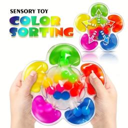 item search image for 1Pc Color Sorting Sensory Squeeze Toy Vibrant Multi-Color PVC Beads for Youngsters Soft Pinch Pop Fidget Toys Games Party Gifts