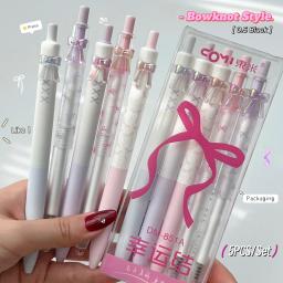 item search image for 5PCS/Set Bowknot Style Gel Pen 0.5mm Quick Dry Black Pen Creative Writing Pen Cute Gel Pen For Students Office Supplies New