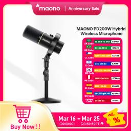 item search image for MAONO PD200W Hybrid Wireless Podcast Mic for PC/Phone/Camera XLR/USB Dynamic Microphone for Streaming Recording Content Creation