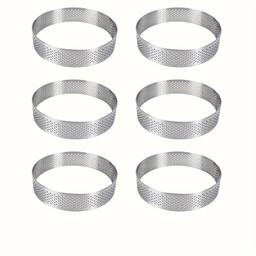 item search image for TEMU 6 Pieces Of 304 Stainless Steel Mousse Punching 8cm Diy Baking Mold, Round Punching French Cheese Tower Suitable For Home Kitchen, Creative Mold