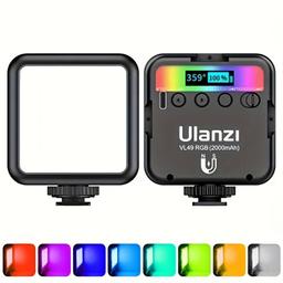 item search image for TEMU Ulanzi Vl49 Rgb Video Light, 360° Led Camera Light Panel With 3 Cold Shoe Mount, 2000mah Rechargeable, Dimmable Photography Lighting, Magnetic Attachment, For Content Creation