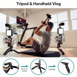 item search image for TEMU Vlogging Kit For Phone With Mini Led Video Light, Microphone, Phone Clip & Tripod - Portable Setup For Youtube, Instagram, Video Calling, Streaming, Content Creation