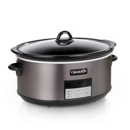 item search image for Crock-Pot Large 8-Quart Programmable Slow Cooker with Auto Warm Setting Black Stainless Steel