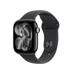 item search image for Apple Watch Series 11 [GPS 42mm] Smartwatch with Jet Black Aluminum Case with Black Sport Band - S/M. Sleep Score, Fitness Tracker, Health Monitoring, Always-On Display, Water Resistant