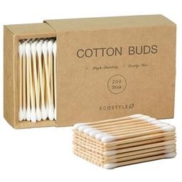item search image for 200 Count Double Tipped Cotton Swabs | Premium Pure Cotton with Sturdy Burr-Free Wooden Sticks | Multi-Use for Beauty Touch-Ups, Household Cleaning, Pet Grooming & Personal Care