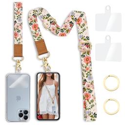 item search image for Yonlevres Flower Phone Lanyard Crossbody Strap, Floral Cell Phone Lanyards for around the Neck Wristlet Wrist Strap Adjustable for Keys Case Accessories Travel Essentials