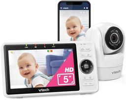 item search image for VTech VM901 Smart WiFi Baby Monitor with 1080p FHD Camera and 5" HD IPS Display, Free App, Remote Pan Tilt Zoom, Night Vision, Motion Detection Alerts