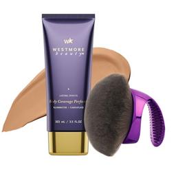 item search image for Westmore Beauty Body Coverage Perfector x Blend & Blur Body Brush Kabuki Brush - Waterproof Leg & Body Makeup - Tattoo Cover Up Makeup - 7 Oz Natural Radiance