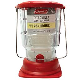 item search image for Coleman 70+ Hour Citronella Candle Outdoor Lantern, Classic Design with Easy Carry and Hang Handle, Extended Burn Time for Camping, Picnics, and Patio Ambiance, 6.7 oz, Red
