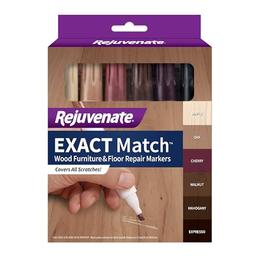 item search image for Rejuvenate Exact Match Wood Furniture & Floor Repair Markers, 6 Count, Brown Markers Cover All Scratches, Scuffs And Damage To Wood Furniture And Flooring