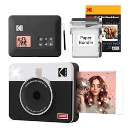 item search image for KODAK Mini Shot 3 Retro 4PASS 2-in-1 Instant Digital Camera and Photo Printer (3x3 inches) Initial 8 Sheets + 30 Sheets Cartridge Bundle, White