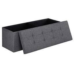 item search image for SONGMICS MAZIE Collection - 43 Inches Folding Storage Ottoman Bench, Ottoman Foot Rest, End of Bed Bench, Storage Chest, Load 660 lb, for Living Room, Bedroom, Entryway, Dark Gray ULSF77K