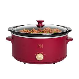 item search image for Paris Hilton 6-Quart Manual Slow Cooker, Features Three Settings (Low, High, Warm), Naturally Nonstick and Dishwasher Safe Stoneware Insert, Family Sized Capacity, Berry