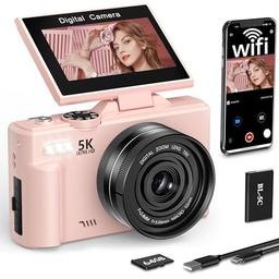 item search image for FLATIC 5K Digital Camera, 75MP Cameras for Photography with WiFi & 64GB TF Card, Autofoucs Vlogging Camera for YouTube with 180° Flip Screen, Compact Vlog Travel Camera Kit for Beginner, Teens
