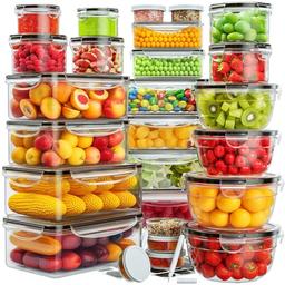item search image for 52 PCS Food Storage Containers with Lids Airtight (26 Lids & 26 Containers)- Reusable Plastic Leakproof Meal-Prep Container for Kitchen Storage Organization Microwave/Dishwasher Safe with Labels & Pen