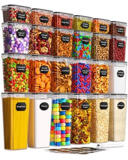 item search image for Airtight Food Storage Containers with Lids, 24 PCS Kitchen and Pantry Organization Canisters, BPA-Free, PVC-Free, Food-grade Plastic Leak-proof Jars for Cereal, Flour, Sugar, Extra 24 Labels & Marker