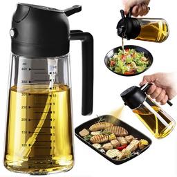 item search image for TrendPlain 16oz/470ml Glass Olive Oil Sprayer for Cooking – 2 in 1 Olive Oil Dispenser Bottle for Kitchen Gadgets and Air Fryer Accessories, Salad, BBQ - Black