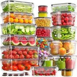 item search image for 40 PCS Food Storage Containers with Lids Airtight (20 Containers & 20 Lids), 100% Leakproof Meal Prep Container Set for Kitchen Storage, BPA-free, PVC-free Reusable Plastic, Microwave/Dishwasher Safe