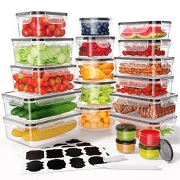 item search image for 40 PCS Food Storage Containers with Lids Airtight (20 Containers & 20 Lids), Leak proof Meal Prep Container Set for Kitchen Storage, BPA-free, PVC-free Plastic, Microwave/Dishwasher Safe, Labels & Pen