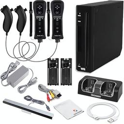 item search image for Nintendo Wii Console Bundle Black- With Wii Console Black, 2 Remotes & 2 Nunchuks Fully Compatible, Charging Dock, 2 Rechargeable Batteries, Motion Sensor Bar & Accessories (Renewed)