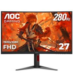 item search image for AOC C27G4ZH 27" Curved Frameless Ultra-Fast Gaming Monitor, FHD 1080p, 0.3ms HDMI 240Hz/DP 280Hz, 1500R, AMD FreeSync, HDR, Height Adjustable, 3-Year Zero Dead Pixel Guarantee