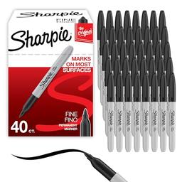 item search image for Sharpie Permanent Markers, Fine Tip, Black, 40 Count - Office Supplies, Quick Drying, Fade Resistant, For Wood, Plastic, Paper, Metal, And More