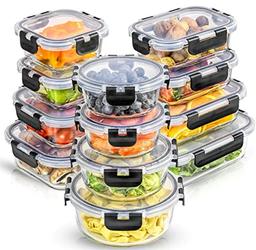 item search image for JoyJolt 24pc Borosilicate Glass Storage Containers with Lids | 12 Airtight/Freezer Safe Food Storage Containers for Pantry and Kitchen | Meal Prep Container for Lunch | Glass Tupperware Set