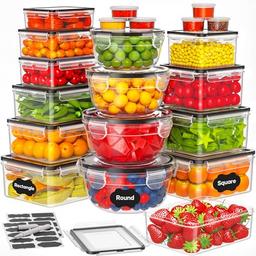 item search image for 42 PCS Food Storage Containers with Lids (21 Containers & 21 Lids) - Reusable Plastic Food Containers for Kitchen Storage and Organization BPA-Free Leakproof Meal Prep Container with Labels & Pen