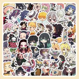 item search image for 60pcs Cute Cartoon Anime Demon Slayer Anime Stickers Decoration Laptop Phone Suitcase Notebook Label Stationery Sticker