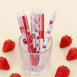 item search image for 6Pcs/Set Cute Sweet Strawberry Gel Pen 0.5mm Creative Press Student Writing Pens Kawaii Stationery School Office Supplies