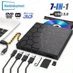item search image for 7 in 1 CD DVD Recorder Player USB3.0&Type C Writer External DVD Burner Optical Drive Portable Reader For Laptop Desktop Notebook