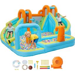 item search image for 10-in-1 Kids Inflatable Bounce House 15.9ft x 14ft Indoor Outdoor Bounce Castle Toys with Blower and Slide for Jump Water Fun