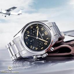 item search image for PAGANI DESIGN 38MM Chronograph VK63 Sports Military Quartz Wristwatch AR Sapphire Stainless Steel Waterproof Clock