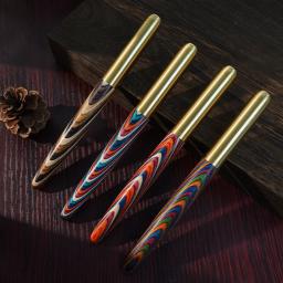 item search image for Colorful Wooden And Brass MeBrass Fountain Pen with Converter Filler F nib Writing Gift pens business office supplies stationery