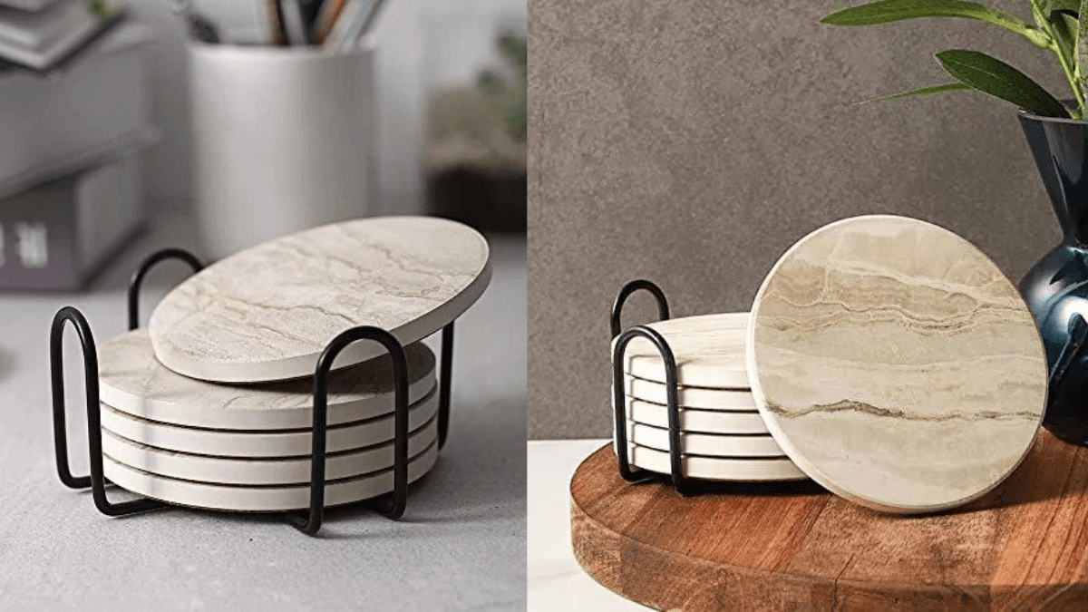 image for Elevate Your Home with LIFVER Absorbent Stone Coasters: Style Meets Function