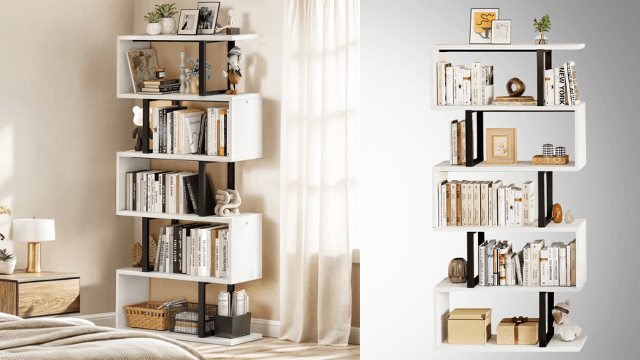 image for Aniya 6-Tier Geometric Bookcase: A Modern Storage Marvel